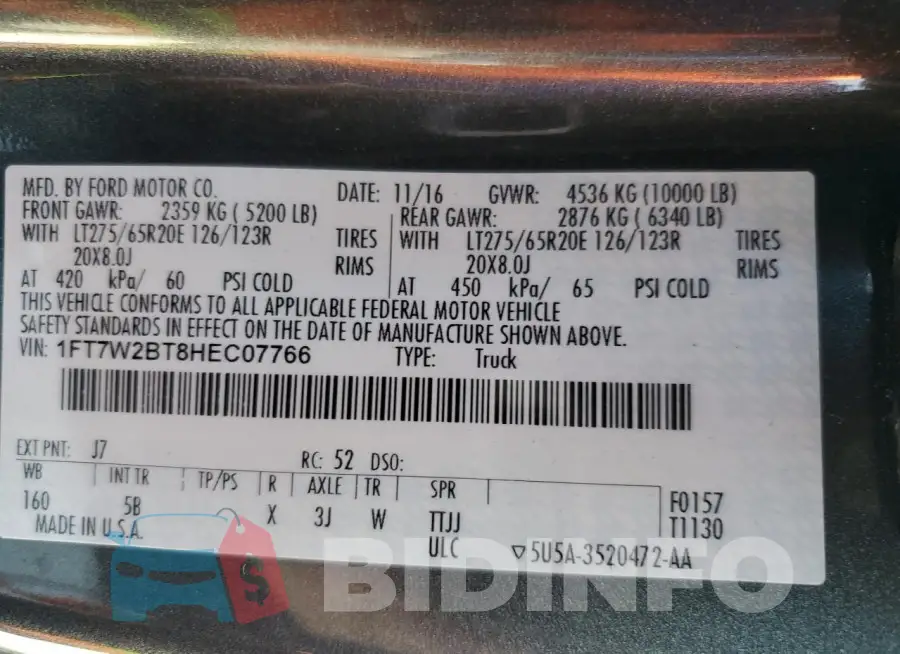1FT7W2BT8HEC07766 Photo# 12