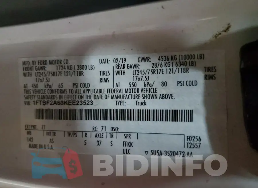 1FTBF2A63KEE23523 Photo# 12