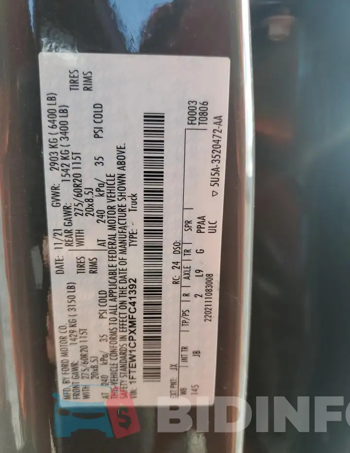 1FTEW1CPXMFC41392 Photo# 12