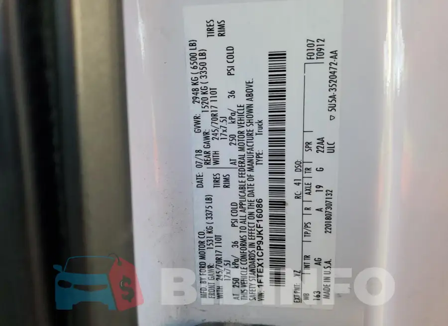 1FTEX1CP9JKF16086 Photo# 12