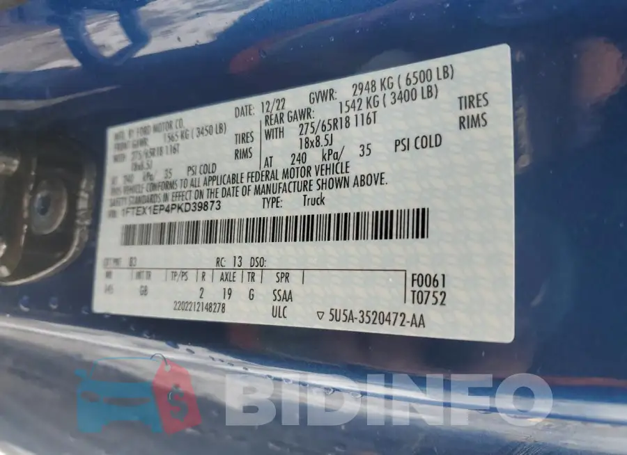 1FTEX1EP4PKD39873 Photo# 12