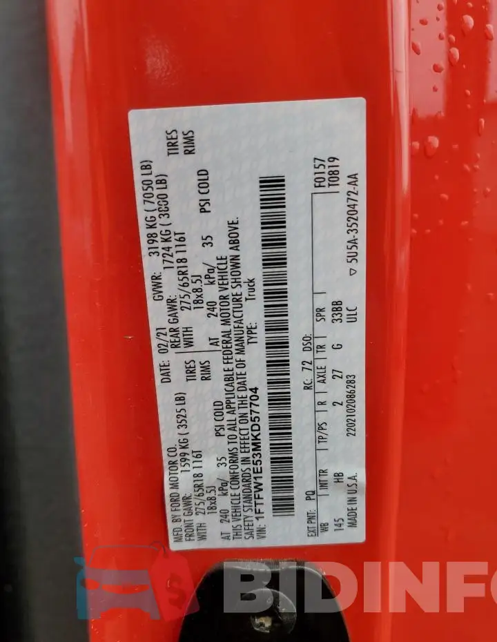 1FTFW1E53MKD57704 Photo# 12