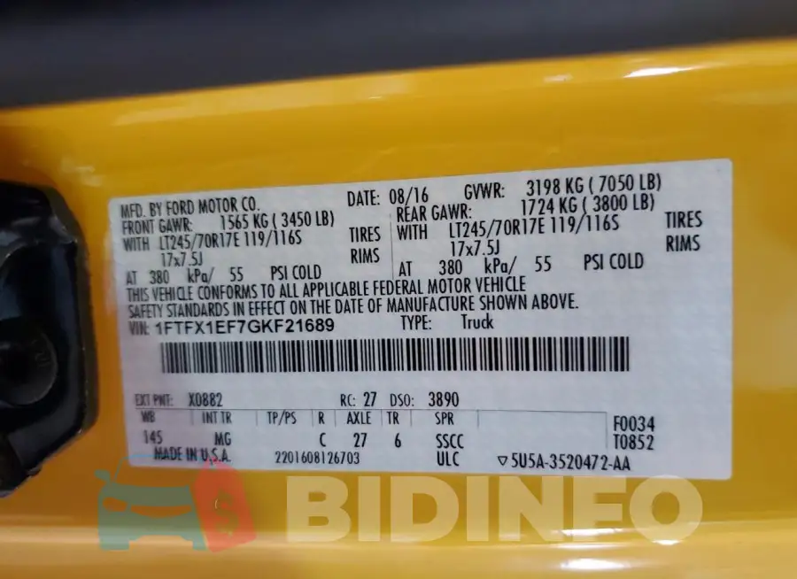 1FTFX1EF7GKF21689 Photo# 12
