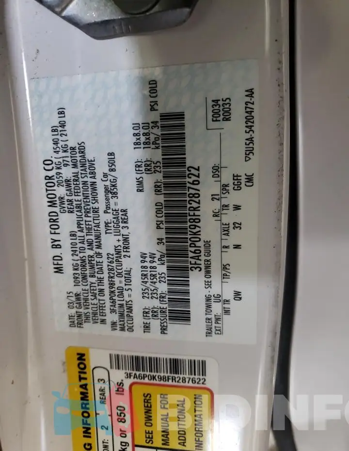 3FA6P0K98FR287622 Photo# 12