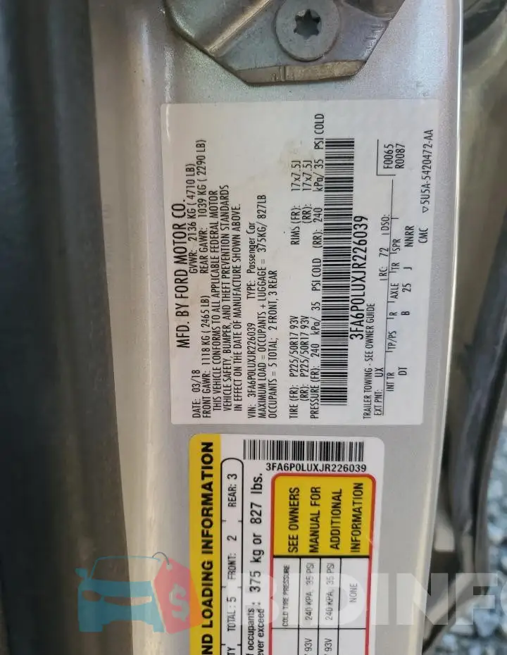 3FA6P0LUXJR226039 Photo# 12