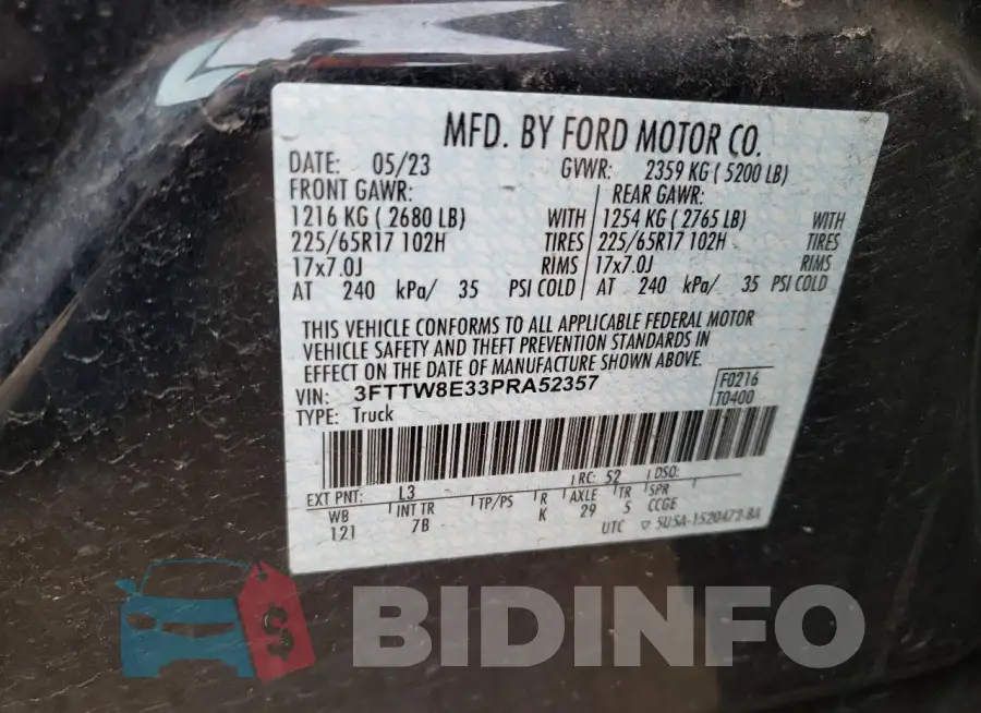 3FTTW8E33PRA52357 Photo# 13