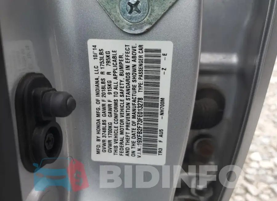 19XFB2F73FE013278 Photo# 12