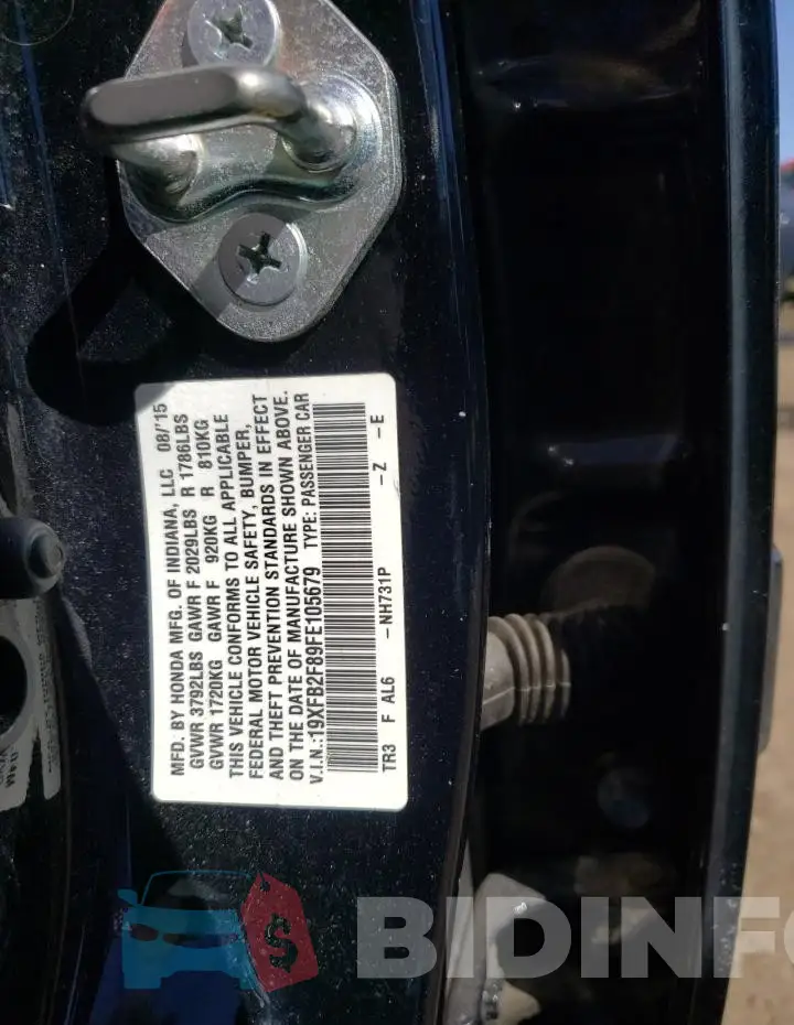 19XFB2F89FE105679 Photo# 12