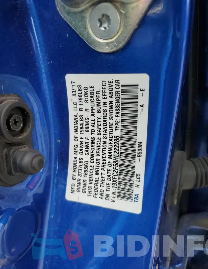 19XFC2F58HE222286 Photo# 12