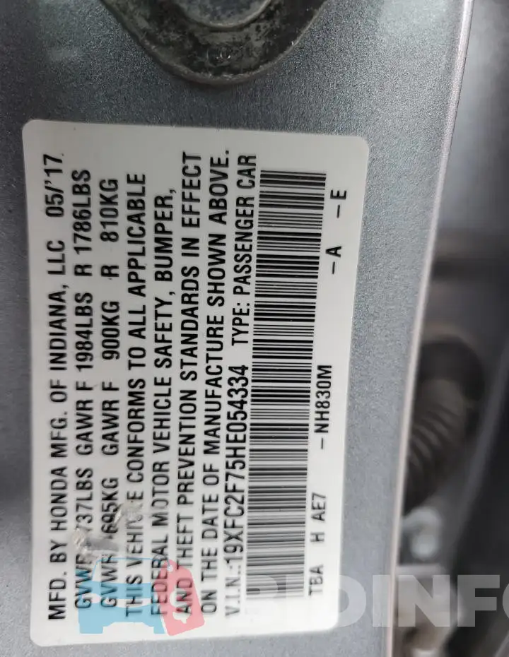 19XFC2F75HE054334 Photo# 12