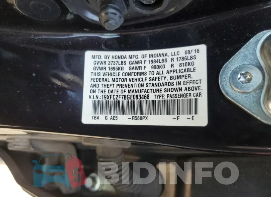 19XFC2F78GE083468 Photo# 12