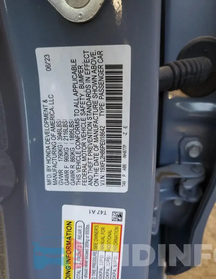 19XFL2H86PE018642 Photo# 12