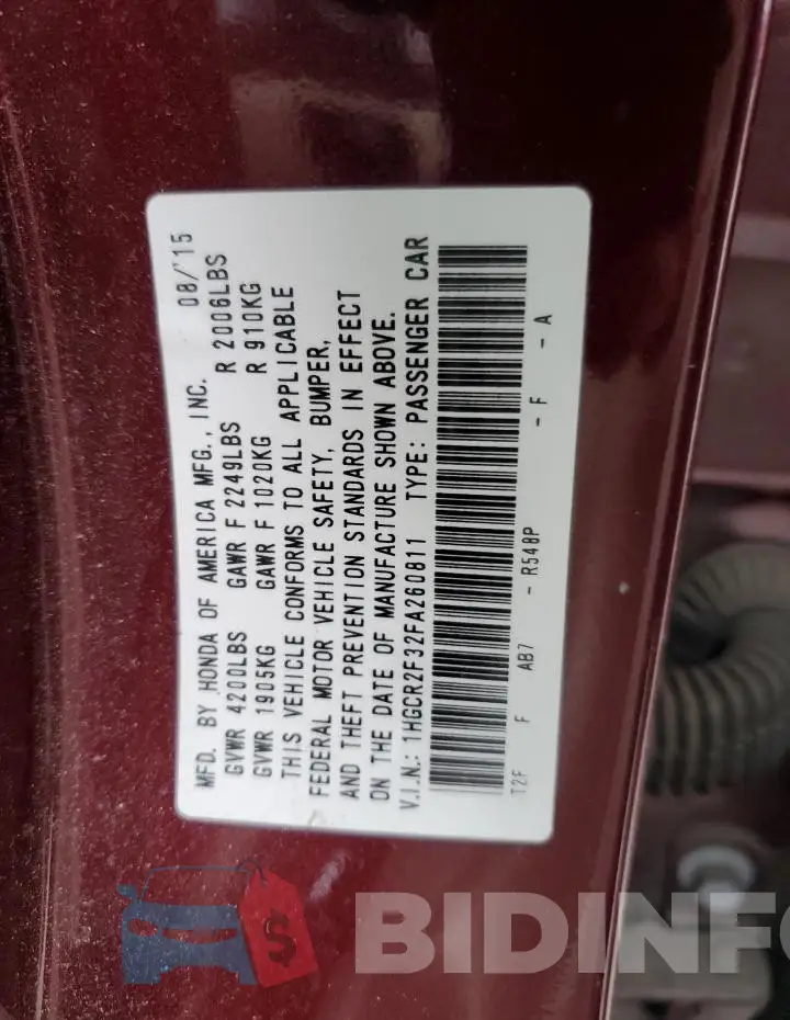 1HGCR2F32FA260811 Photo# 12