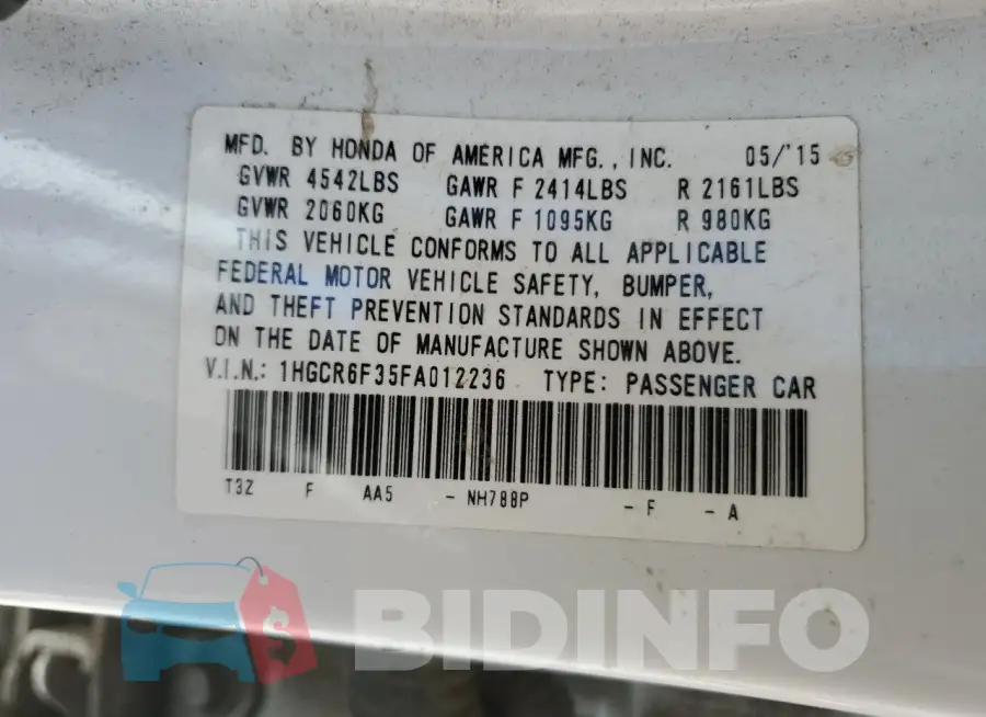 1HGCR6F35FA012236 Photo# 12