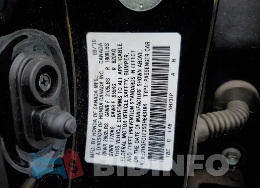 2HGFC1F35GH643184 Photo# 12