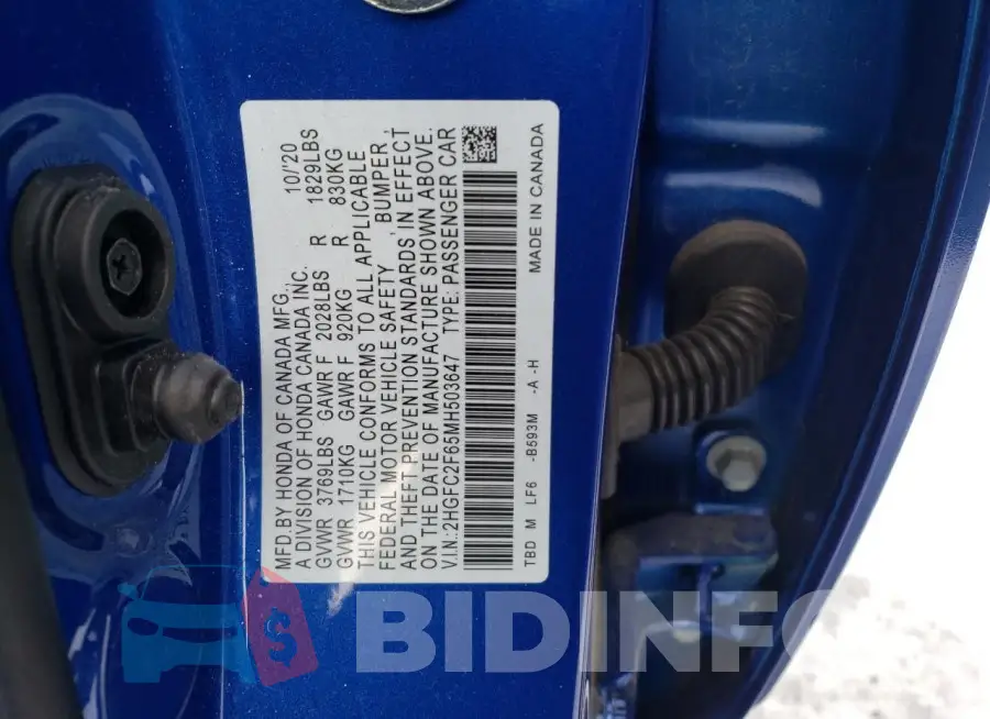 2HGFC2F65MH503647 Photo# 12