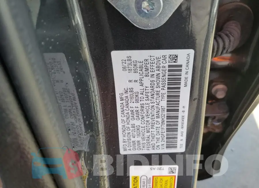 2HGFE1F78NH321987 Photo# 12