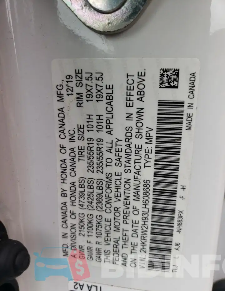 2HKRW2H93LH608686 Photo# 13