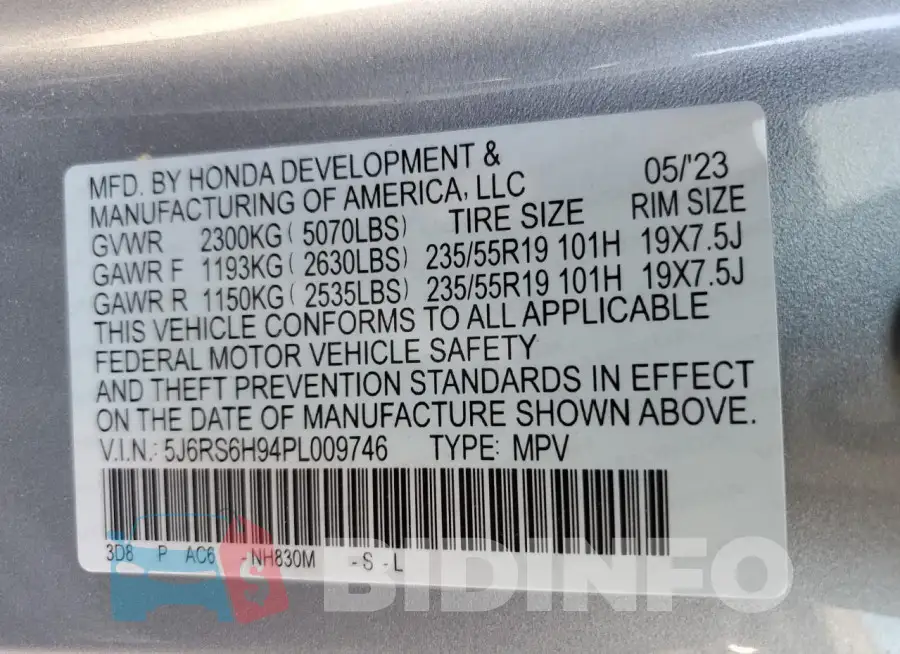 5J6RS6H94PL009746 Photo# 13