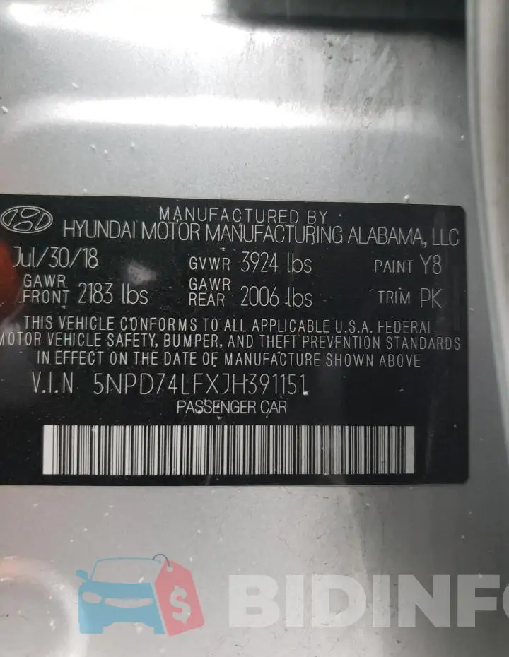 5NPD74LFXJH391151 Photo# 12