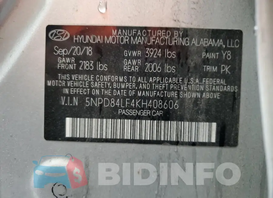 5NPD84LF4KH408606 Photo# 12
