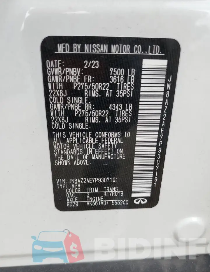 JN8AZ2AE7P9307191 Photo# 13
