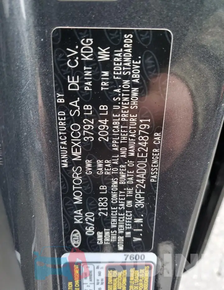 3KPF24AD0LE248791 Photo# 12
