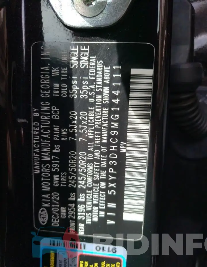 5XYP3DHC9MG144111 Photo# 12