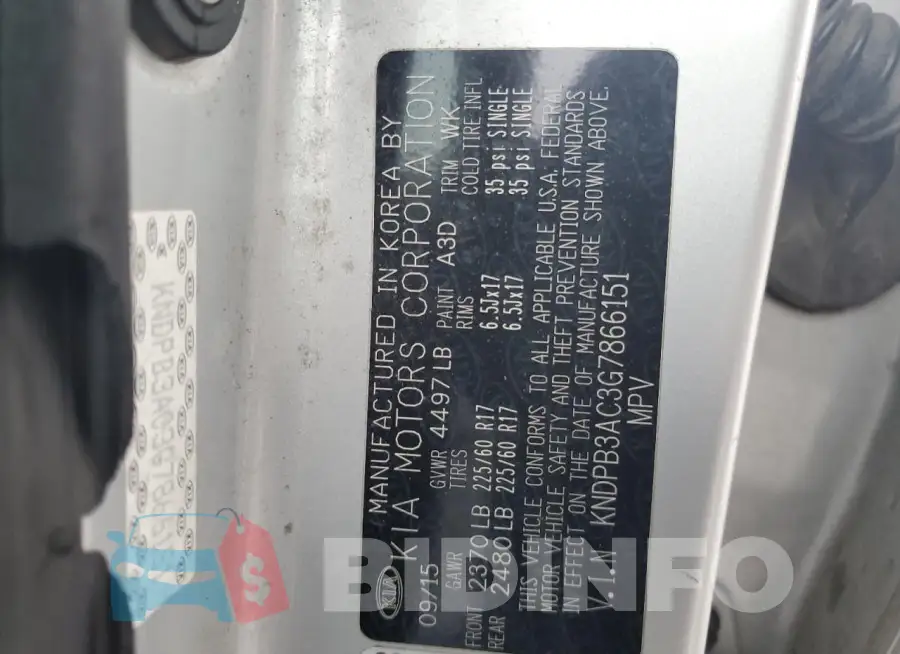 KNDPB3AC3G7866151 Photo# 12