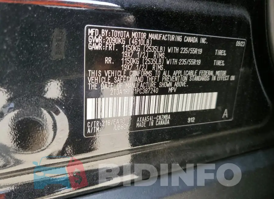 2T3A1RFV1PC387240 Photo# 12