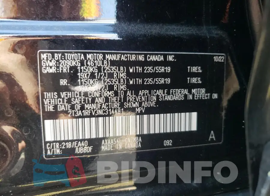 2T3A1RFV3NC314481 Photo# 12
