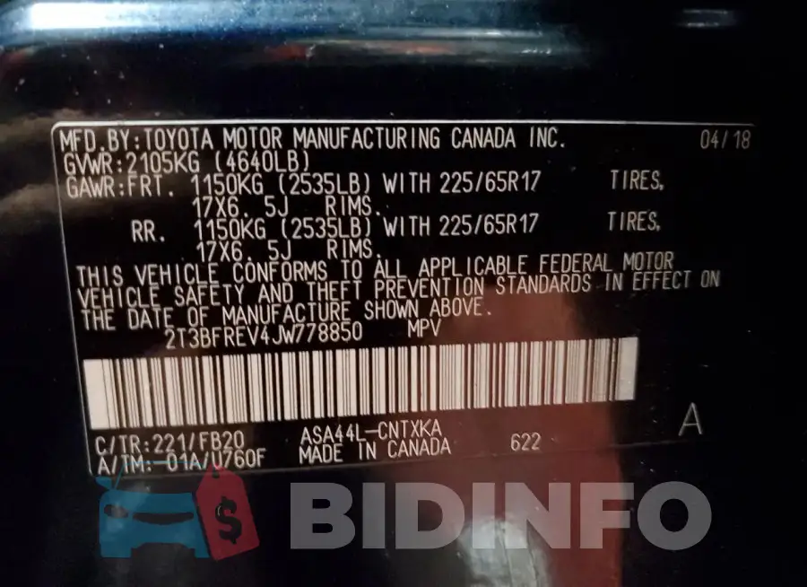 2T3BFREV4JW778850 Photo# 14