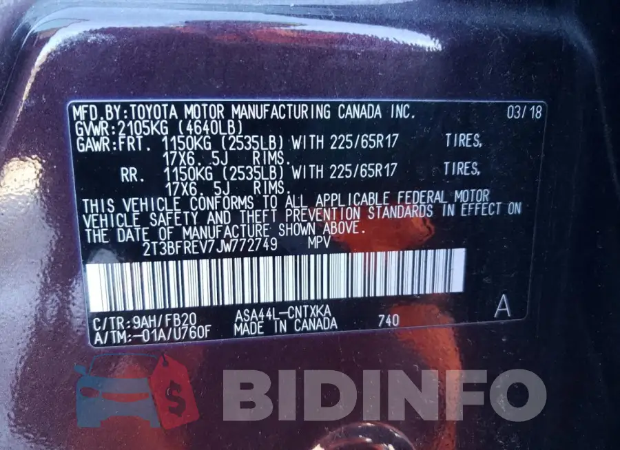 2T3BFREV7JW772749 Photo# 14