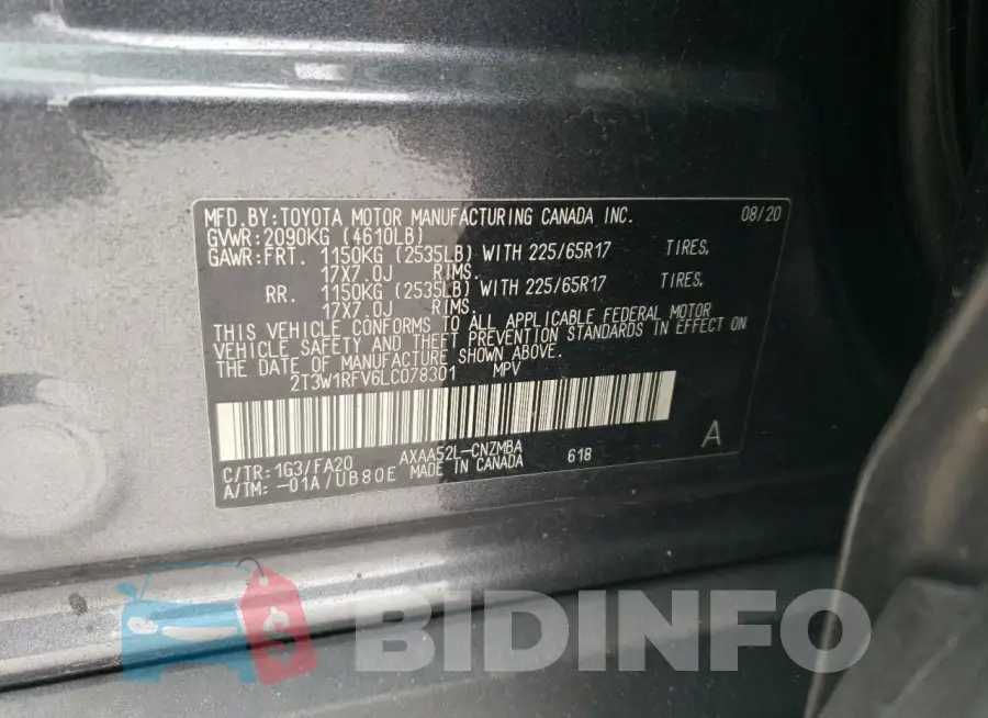 2T3W1RFV6LC078301 Photo# 12