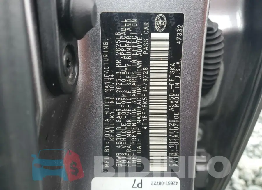 4T1BF1FK5FU479728 Photo# 12