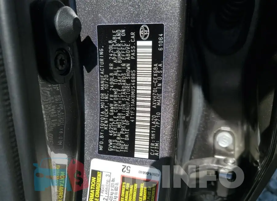 4T1F31AK8MU546885 Photo# 12
