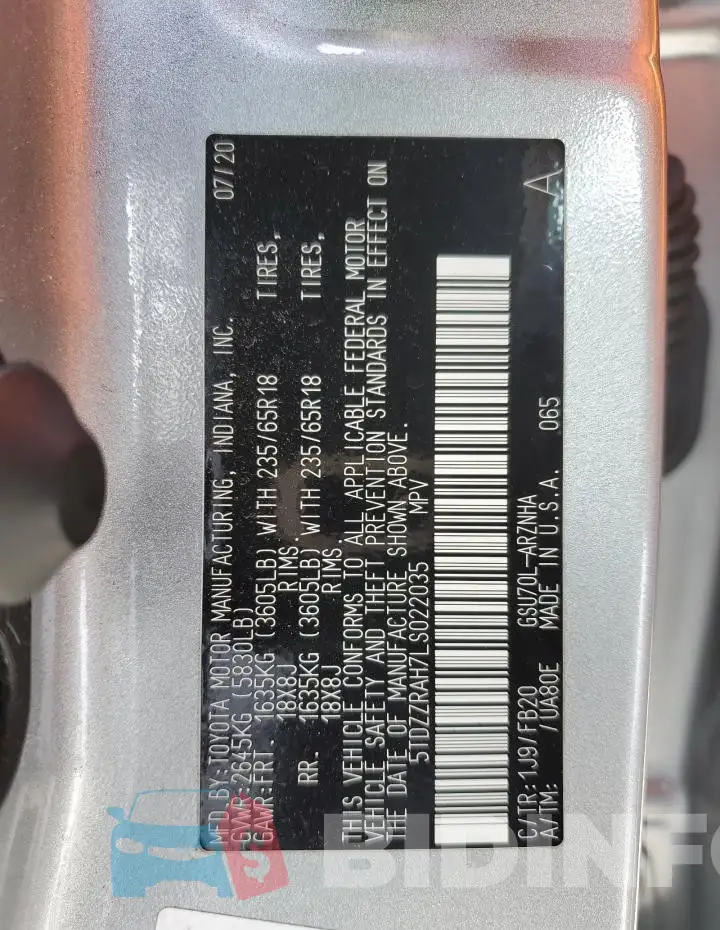 5TDZZRAH7LS022035 Photo# 13