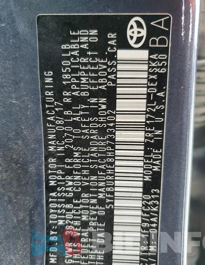 5YFBURHE8HP733402 Photo# 12