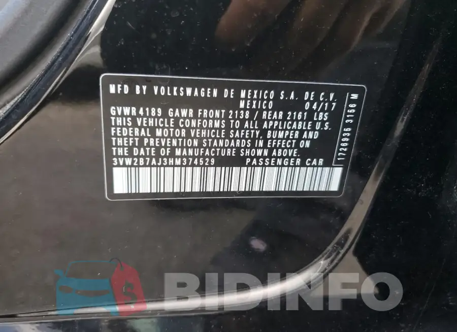 3VW2B7AJ3HM374529 Photo# 12