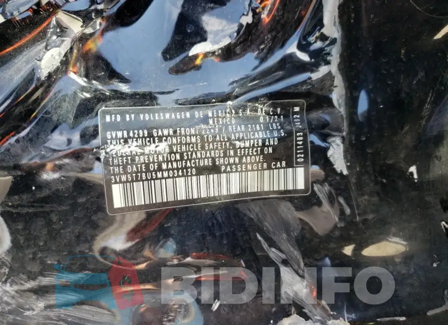 3VW5T7BU5MM034120 Photo# 13