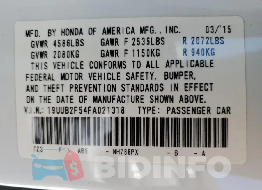 19UUB2F54FA021318 Photo# 12