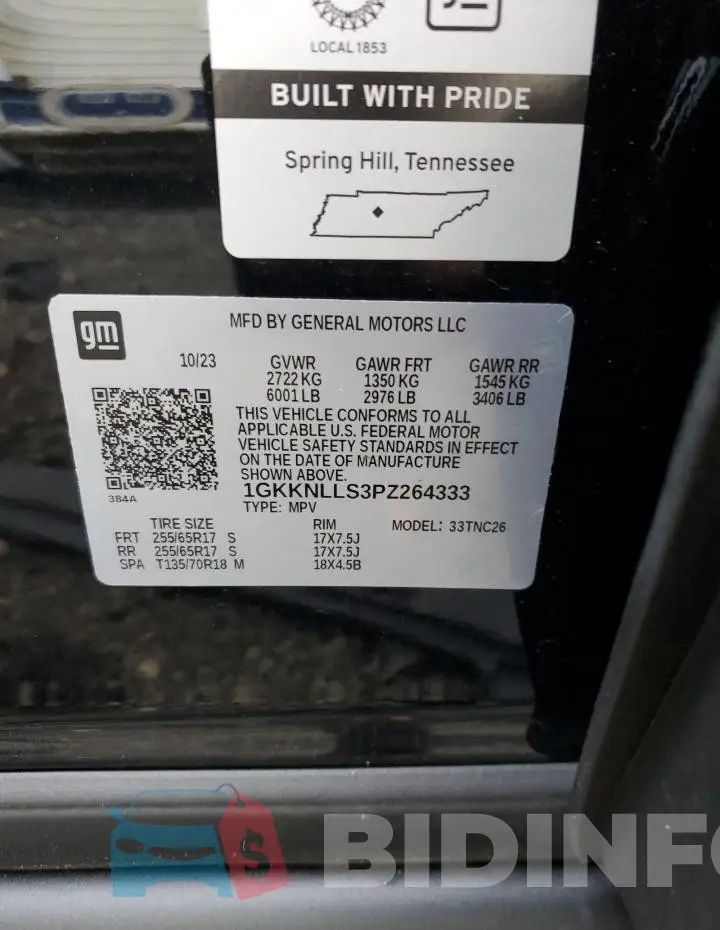 1GKKNLLS3PZ264333 Photo# 13