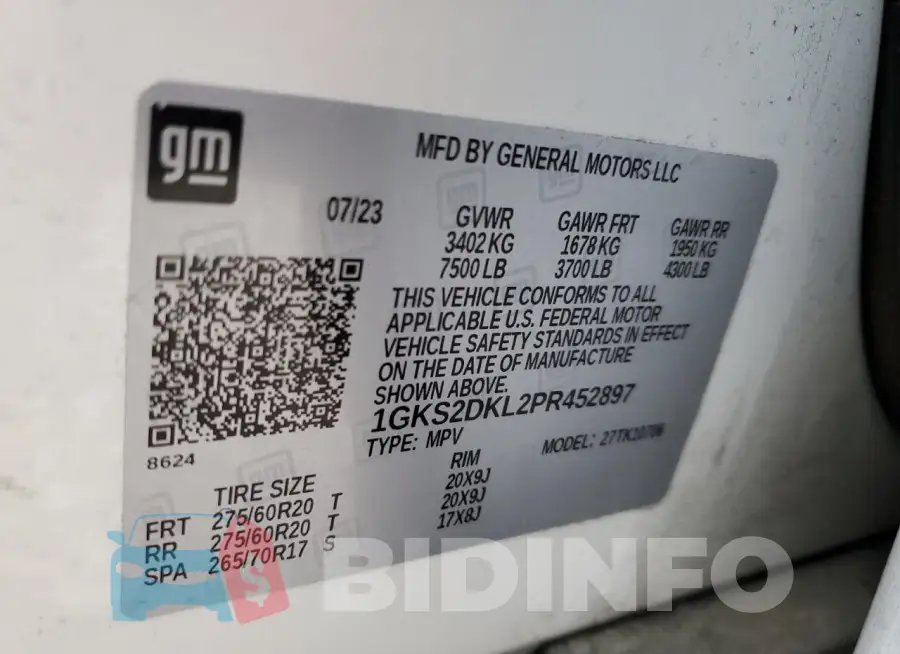 1GKS2DKL2PR452897 Photo# 14