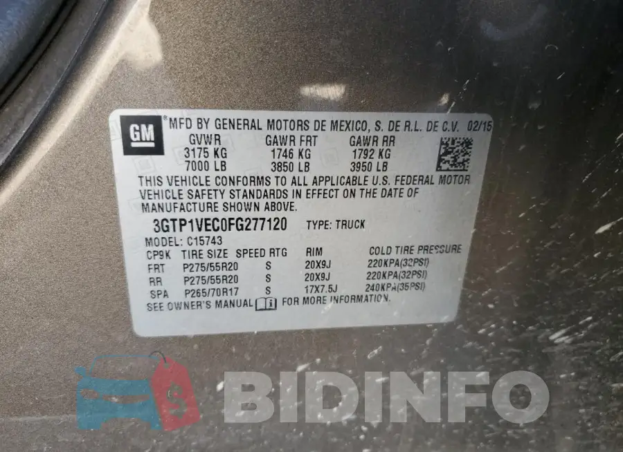 3GTP1VEC0FG277120 Photo# 13