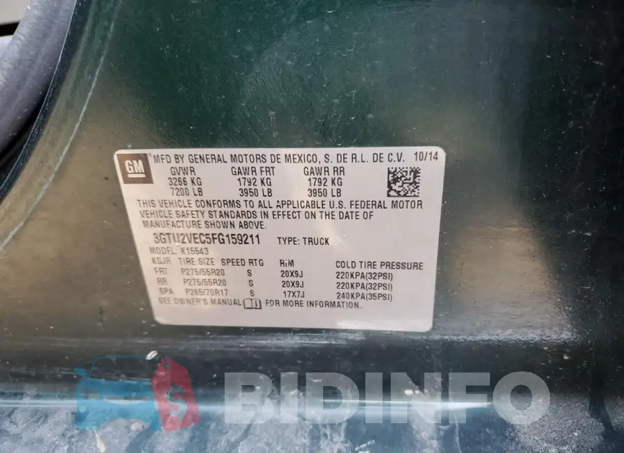 3GTU2VEC5FG159211 Photo# 12
