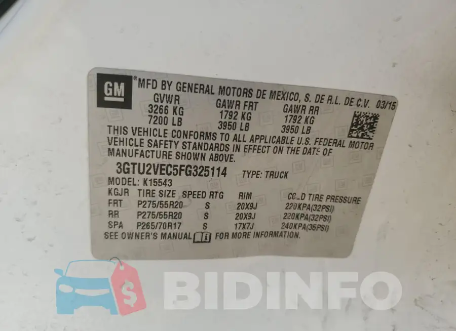 3GTU2VEC5FG325114 Photo# 12