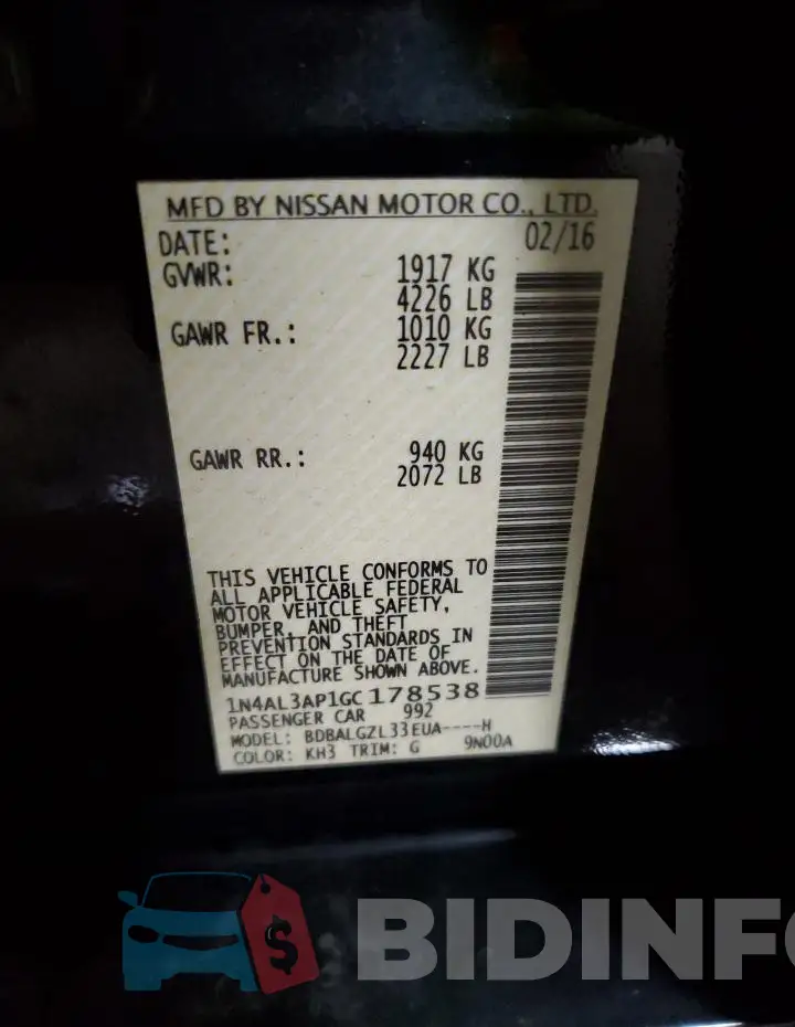 1N4AL3AP1GC178538 Photo# 12