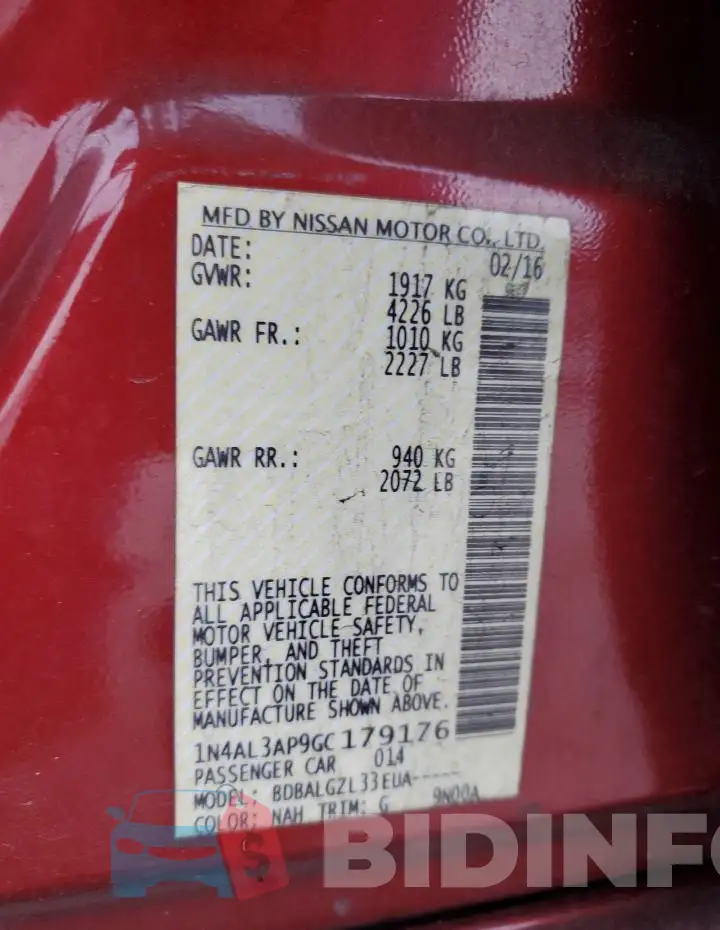 1N4AL3AP9GC179176 Photo# 12