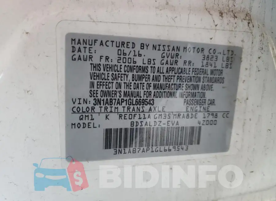 3N1AB7AP1GL669543 Photo# 12