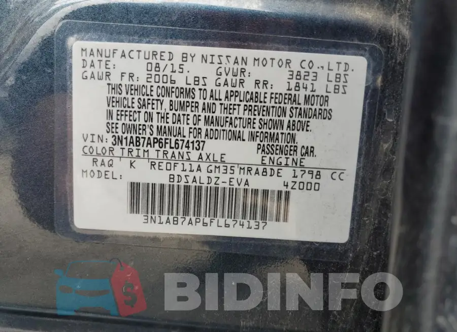 3N1AB7AP6FL674137 Photo# 12